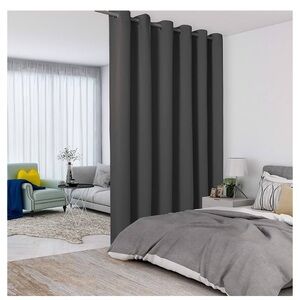 Grey Room Divider Curtains - Total Privacy Screens Wide Blackout Curtain